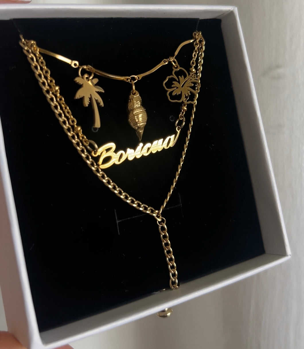 Set de 3 cadenas Boricua Charm Layering