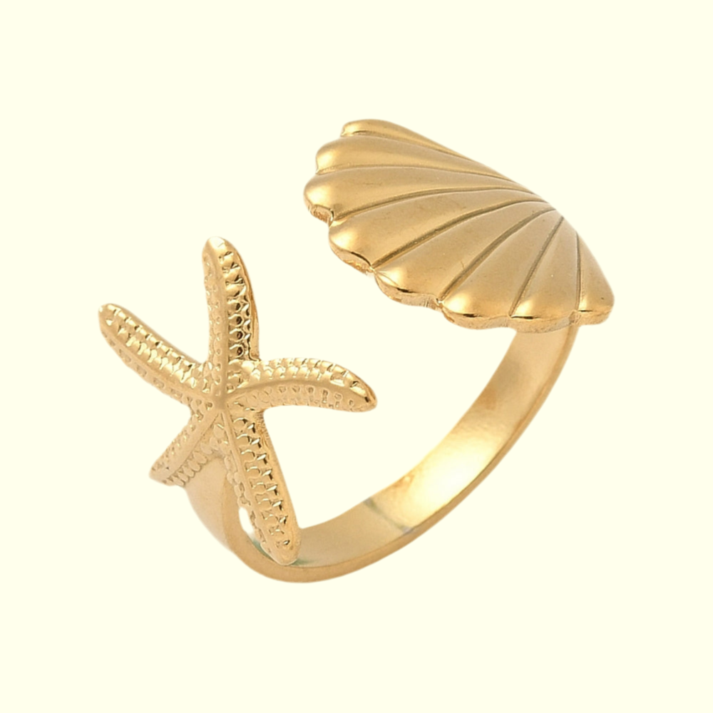Anillo de concha y estrella de mar
