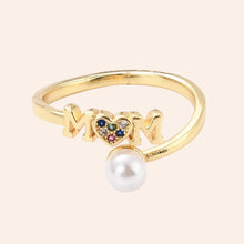 Cargar imagen en el visor de la galería, Sortija “Mom” Ajustable con Perla en Acero Dorado
