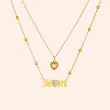Cargar imagen en el visor de la galería, Collar Doble “Mom” en Acero Inoxidable con Zirconia
